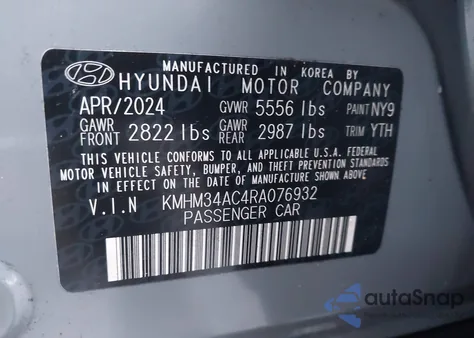 2024 Hyundai Ioniq 6 Sel from USA, damaged, VIN KMHM34AC4RA076932